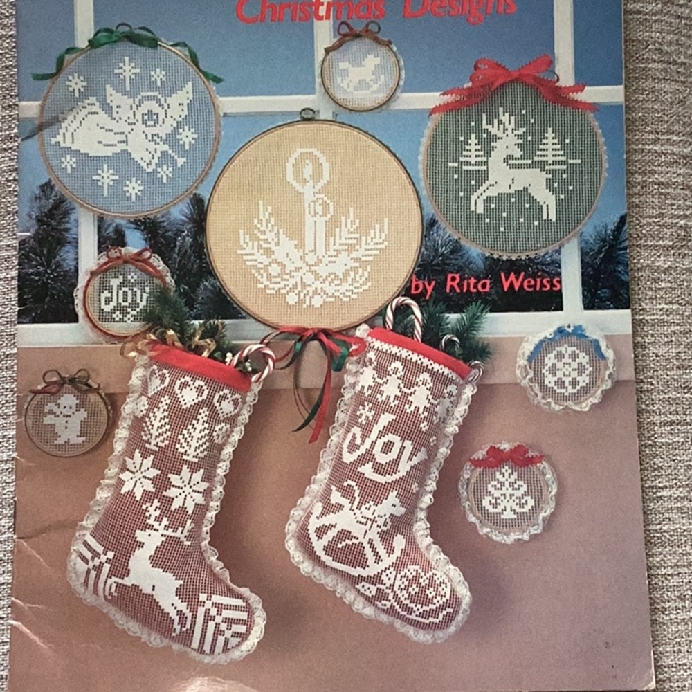 Vintage Lace Net Embroidery "Christmas Designs" Pattern Book #425